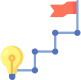 light bulb with pattern to flag symbolizing outcomes